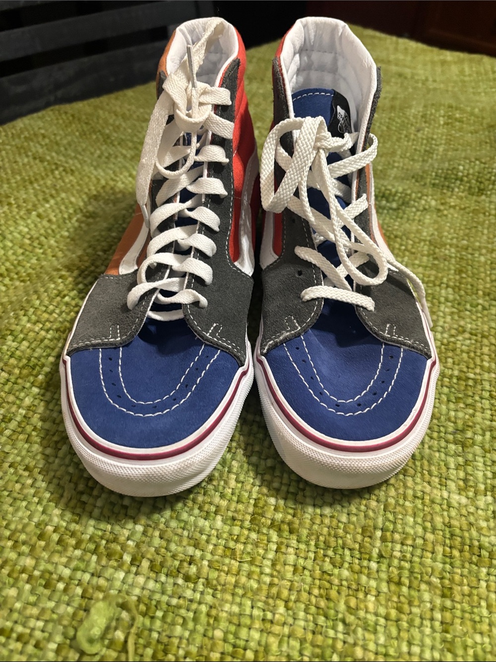 Vans Men’s High-Top Sneakers in Blue, Gray, Red and Orange